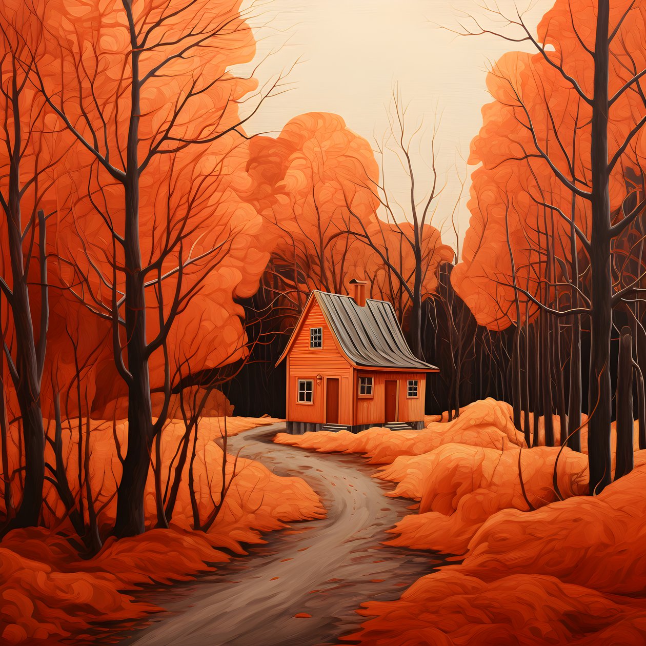 gran casa roja sobre fondo azul 2 de Kurt Heppke