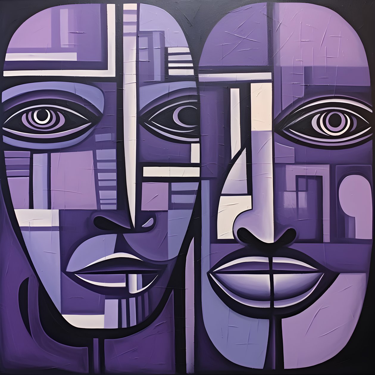 pintura geométrica púrpura y gris con ojo púrpura 3 de Kurt Heppke