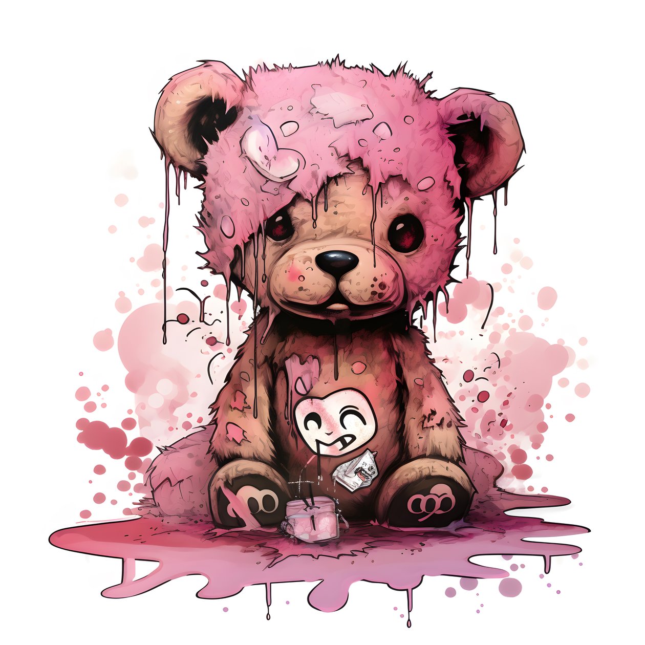 peluche unisex rosa con tatuaje marrón en la frente 1 de Kurt Heppke