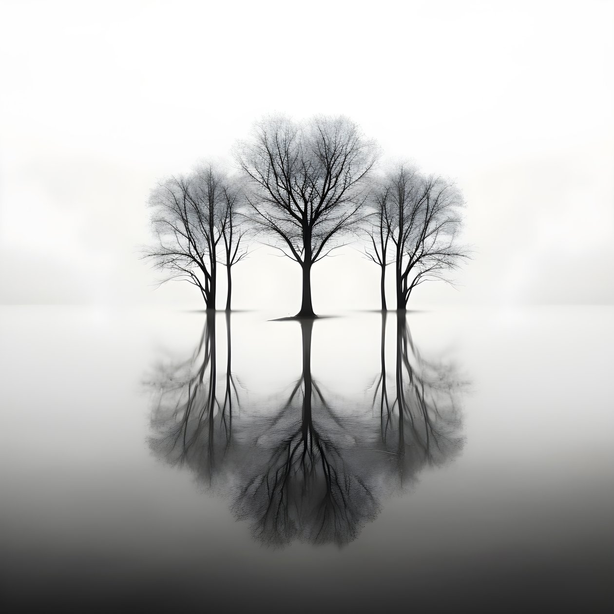 fotos en blanco y negro de árboles sobre el agua 1 de Kurt Heppke