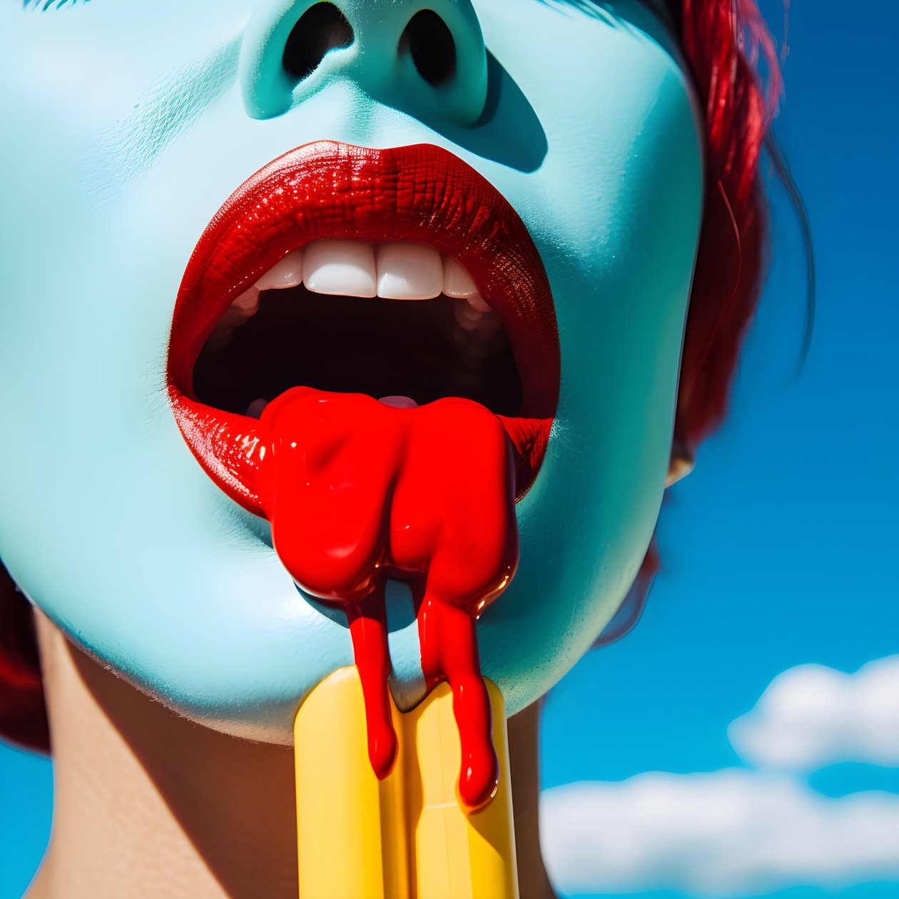 super cerca de una paleta de colores derritiendose junto a la boca de una mujer 3 de Kurt Heppke