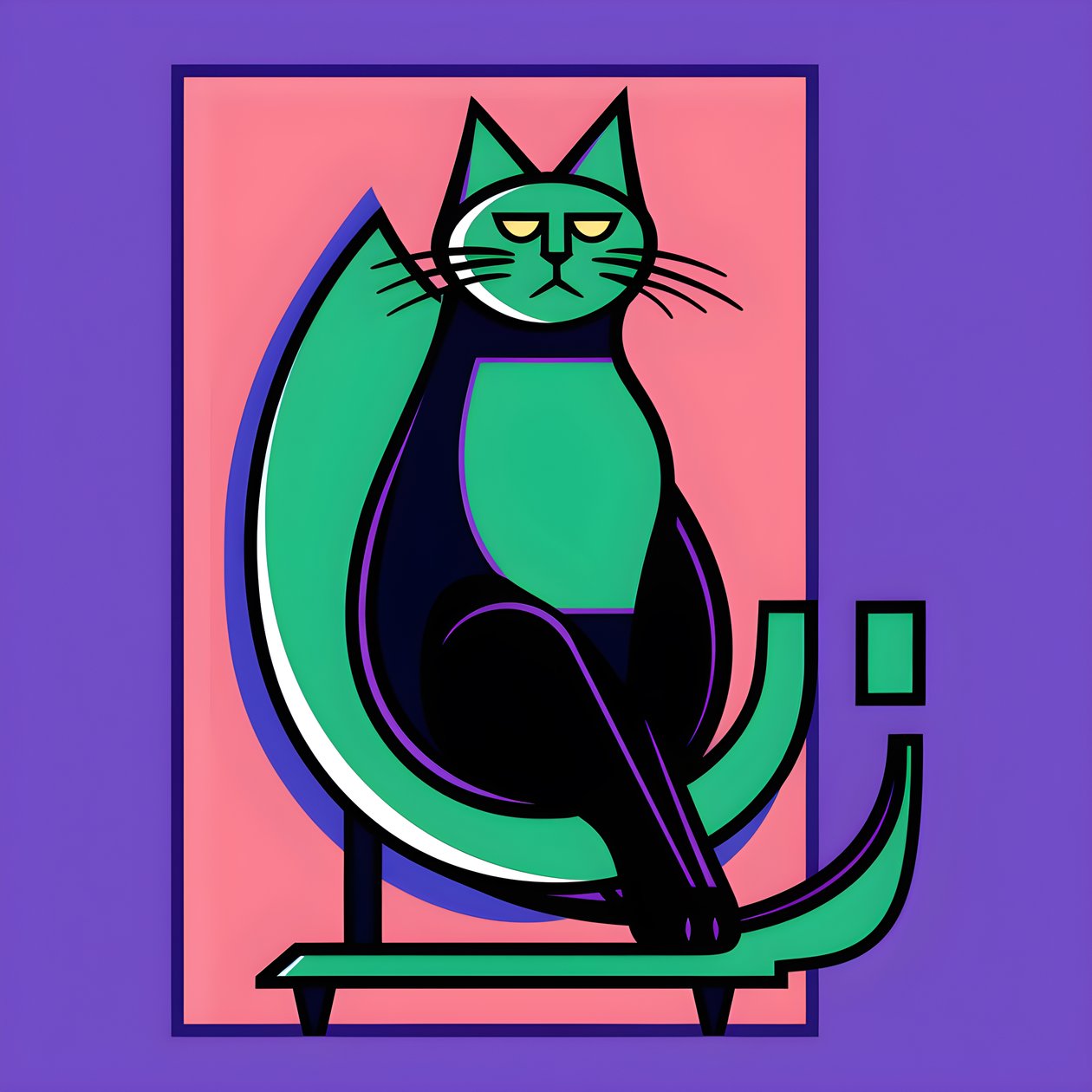para crear un llamativo contraste, el contenido gato plateado se asienta en el estilo de líneas limpias modernistas 1 de Kurt Heppke