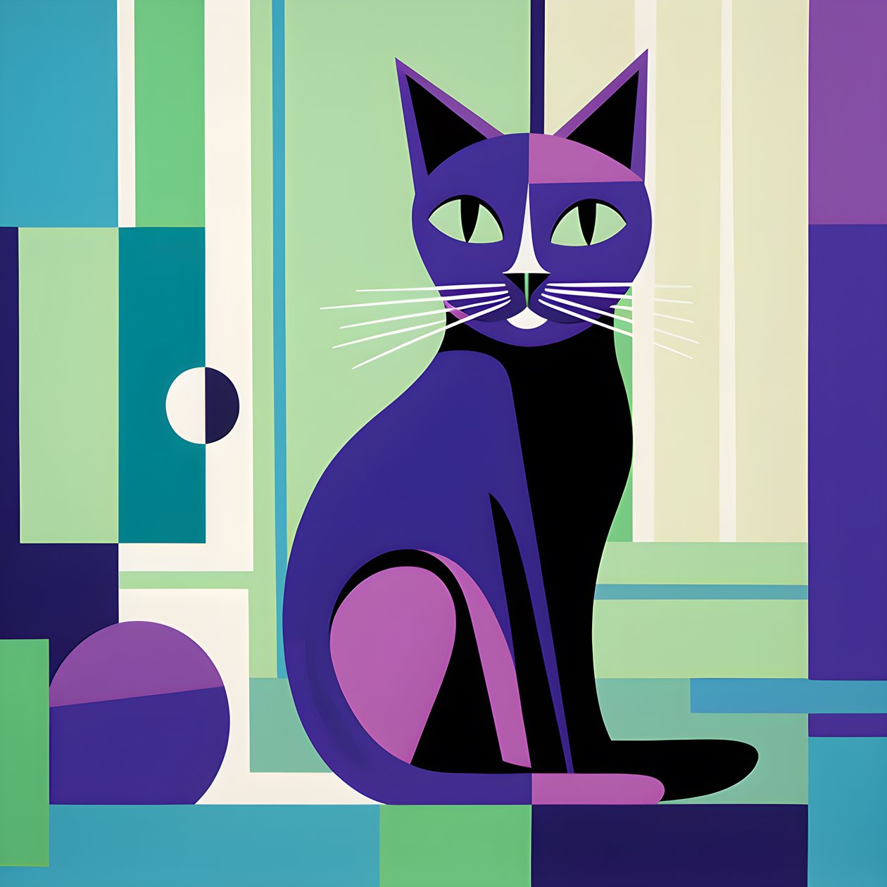 para crear un llamativo contraste, el contenido gato plateado se asienta en el estilo de líneas limpias modernistas 3 de Kurt Heppke