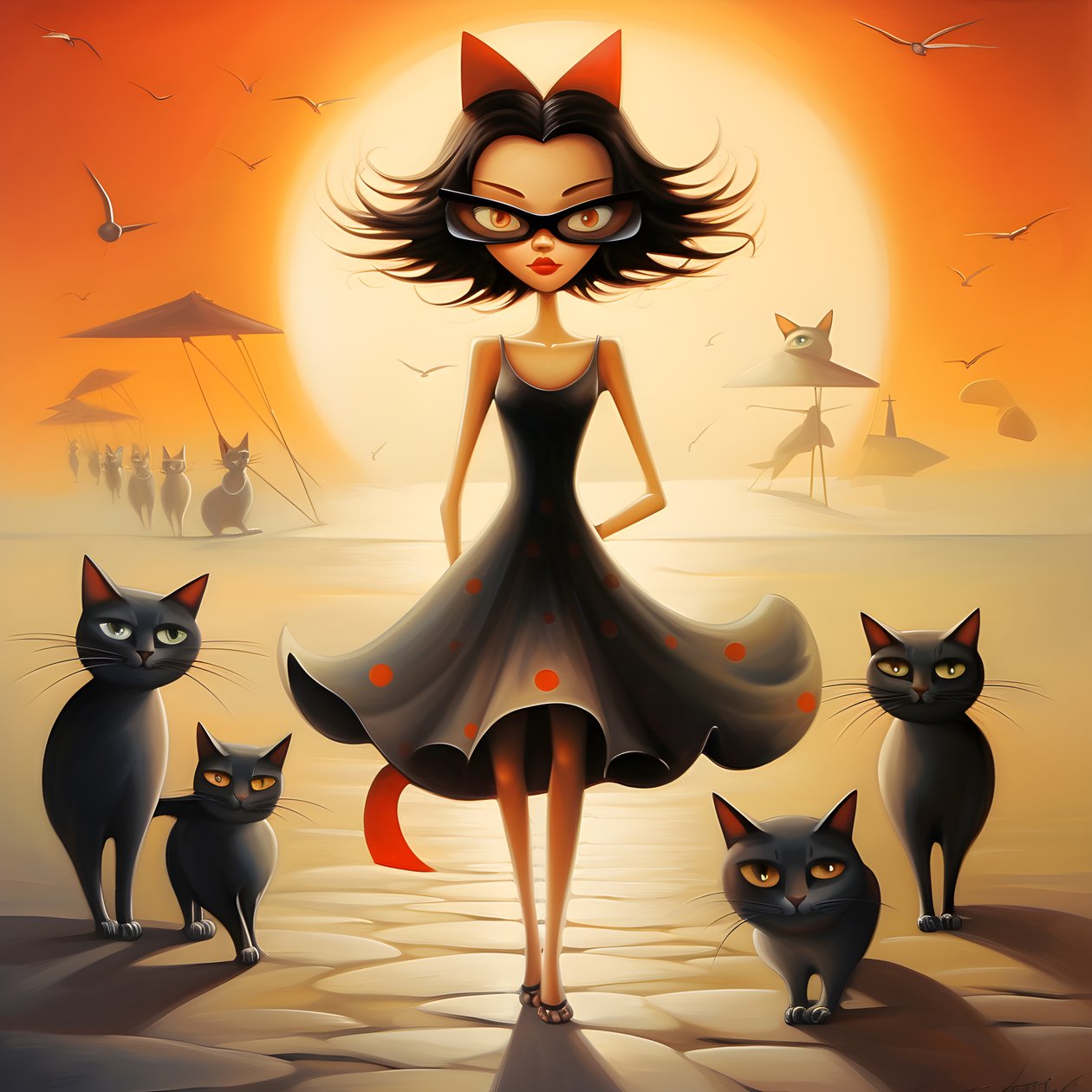 mujer gato loca vestida 3 de Kurt Heppke