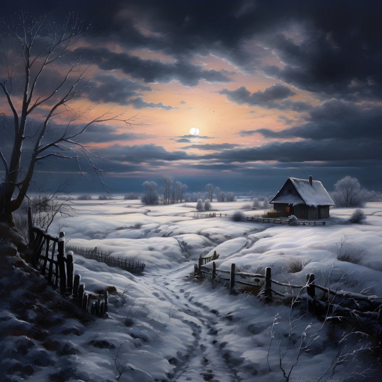 paisaje nevado. Una granja medial 1 de Kurt Heppke