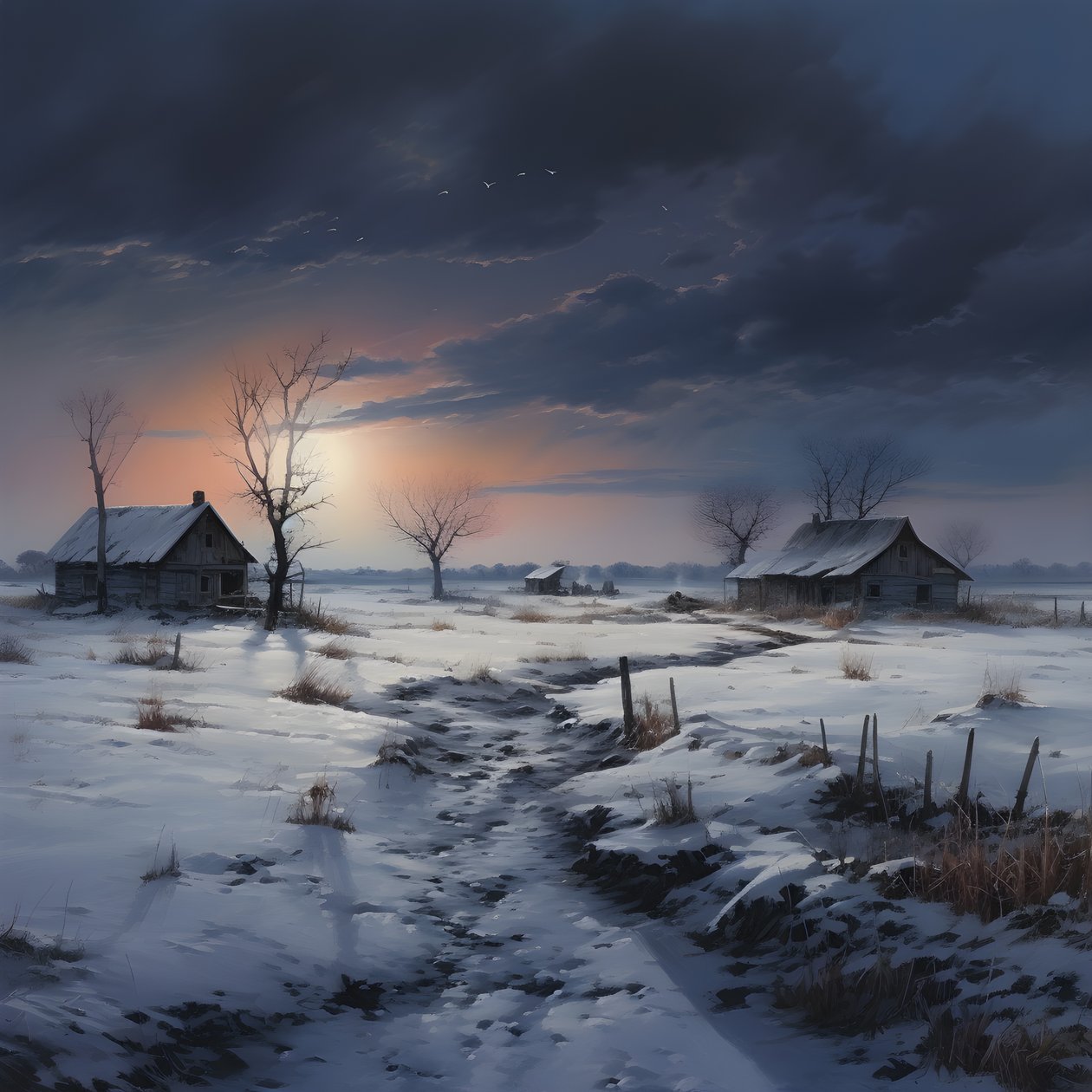 paisaje nevado. Una granja medial 3 de Kurt Heppke