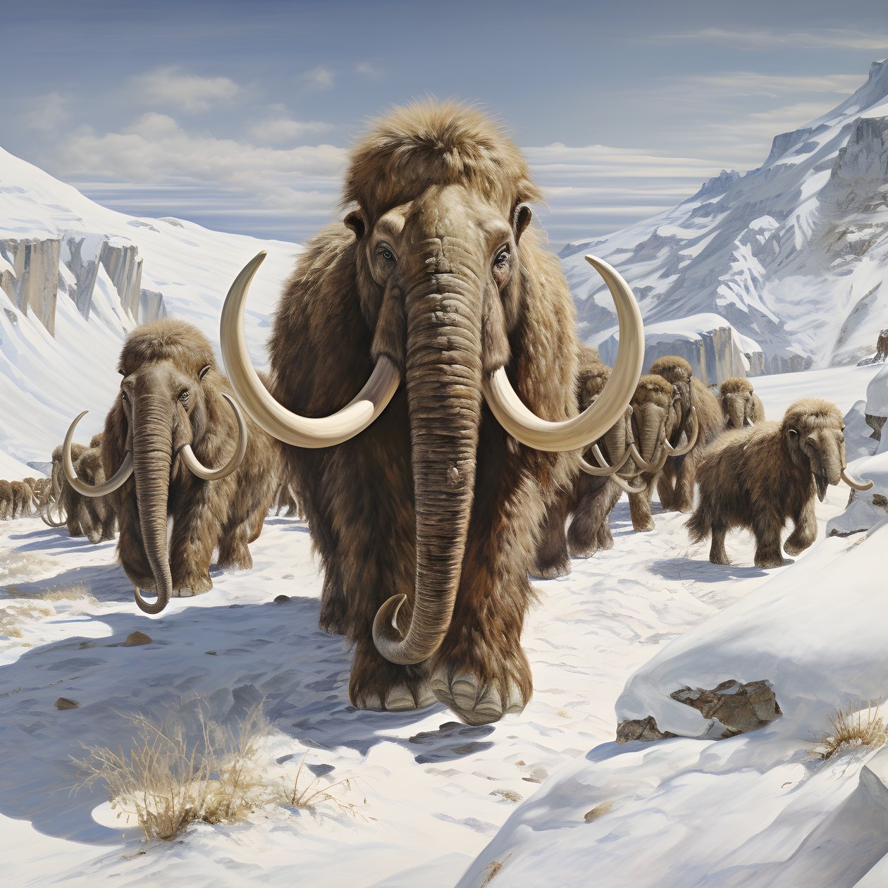 manada de mamuts lanudos en la tundra 1 de Kurt Heppke