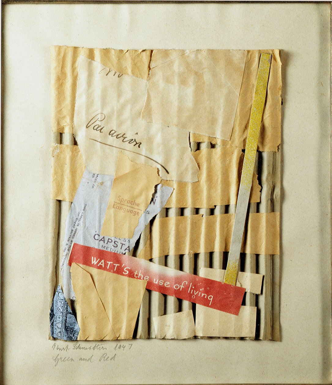 Verde y rojo Collage por Kurt Schwitters (1887-1948) 1947 Colección Privada de Kurt Schwitters
