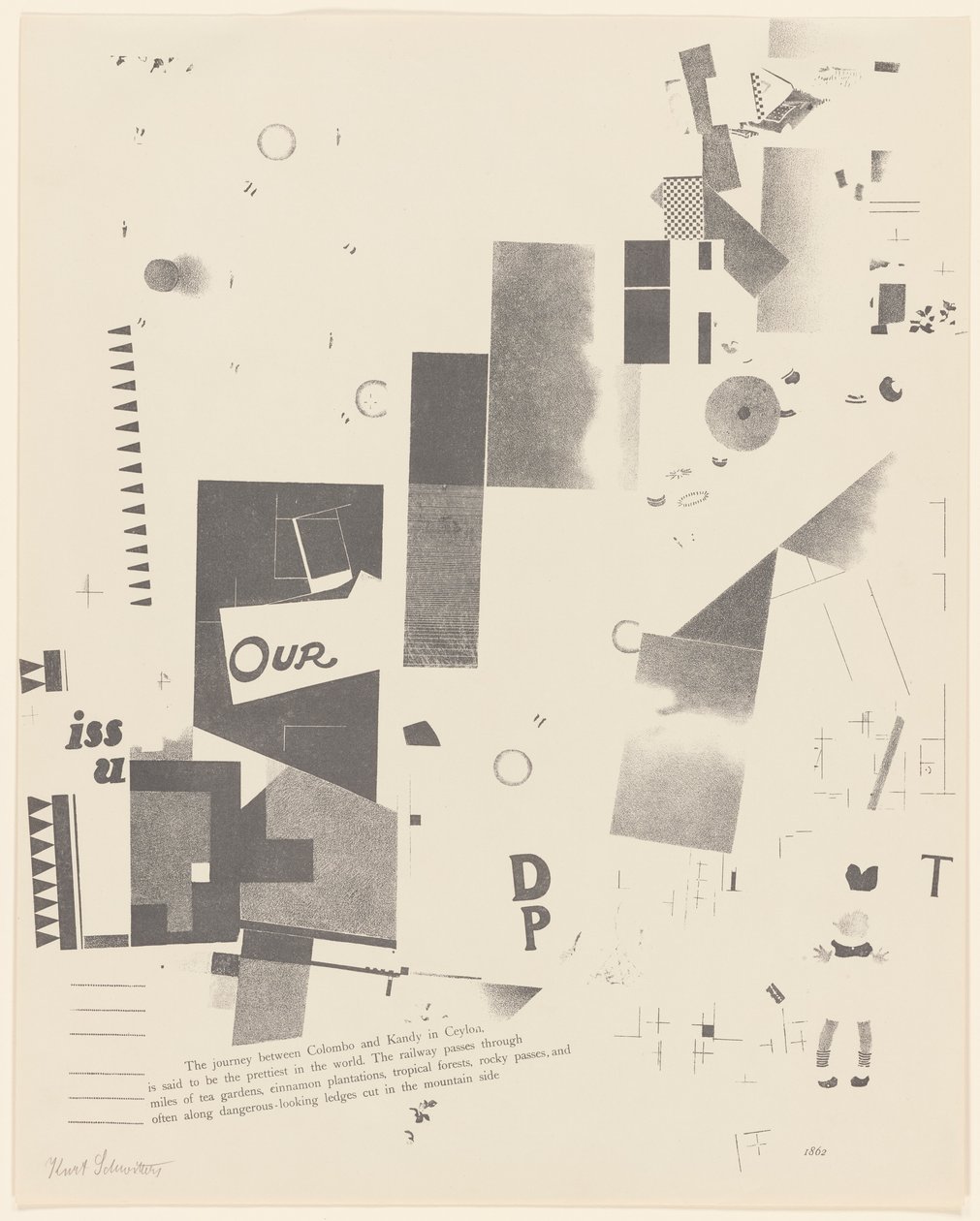 Sin título, nº 6 de 6 del portafolio Merz 3. Kurt Schwitters 6 litografías. Carpeta Merz. Primer portfolio de la editorial Merz (Merz 3. Kurt Schwitters 6 lithos. Merz Portfolio. First Portfolio of the Merz Publisher) de Kurt Schwitters