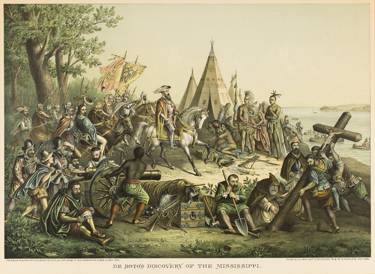 El descubrimiento del río Misisipí por DeSoto de Kurz and Allison