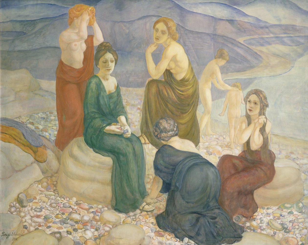 Atardecer, 1908 de Kuzma Sergeevich Petrov Vodkin