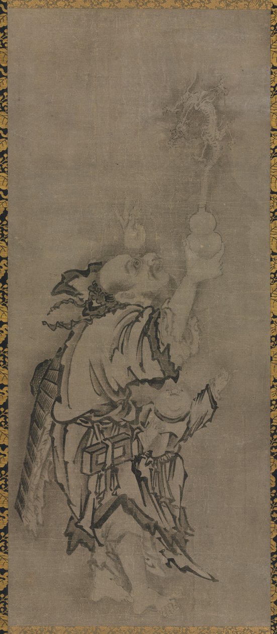 Hotei con inmortales taoístas: Inmortal con calabaza y dragón, c. 1575-1600 de Kyūseki Tomonobu