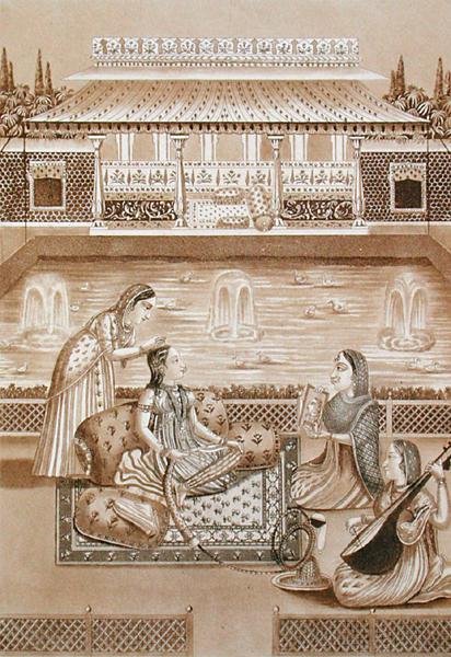 Mujer india en su tocador, principios del siglo XIX de L.A. and Morret J.B. Lecerf