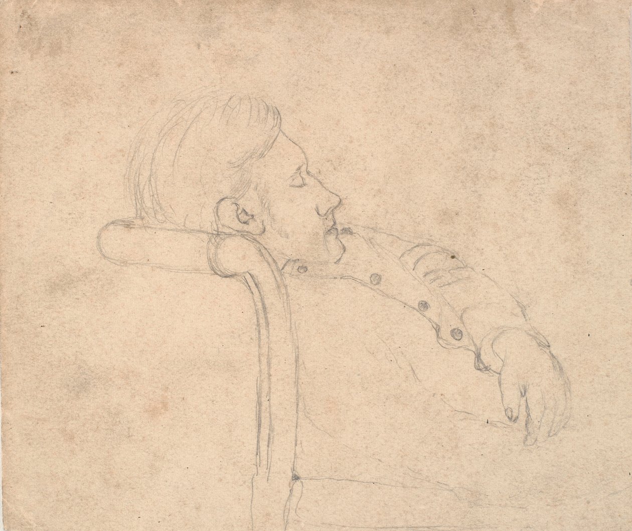 Hombre durmiendo en un sofá. Media figura de Laurits Andersen Ring