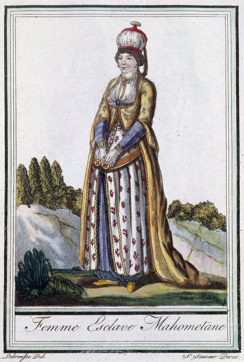 Mujer esclava mahometana - en “Encyclopédie des voyages” de J. Grasset St Sauveur, ed. Deroy, París de L.F. Labrousse