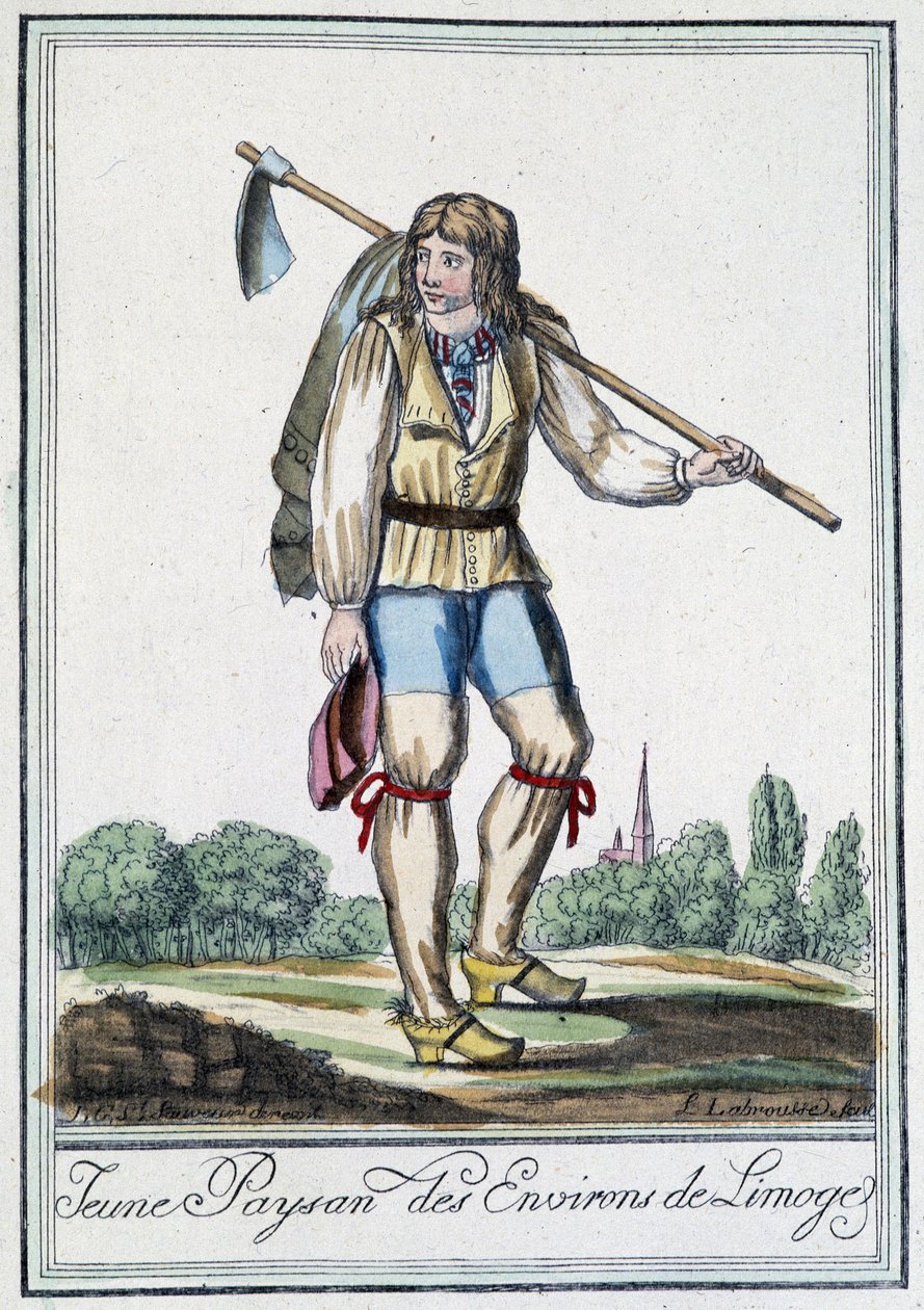 Joven campesino de los alrededores de Limoges - en "Enciclopedia de Viajes" por J. Grasset St Sauveur, Deron, París de L.F. Labrousse