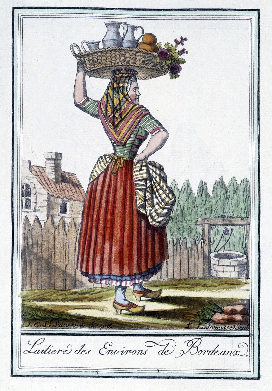 Lechera de los alrededores de Burdeos - en Encyclopédie des voyages por J. Grasset St Sauveur, Deron, París de L.F. Labrousse