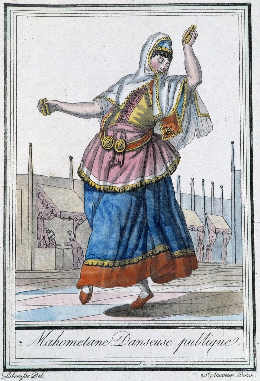 Bailarina pública mahometana - en “Encyclopédie des voyages” de J. Grasset St Sauveur, ed. Deroy, París de L.F. Labrousse