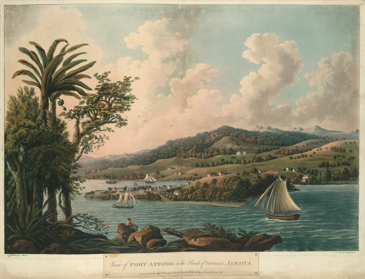 Port Antonio, de Six Views in the Island of Jamaica, litografía de I. Merigot de L. (after) Bellenger