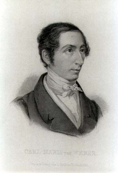 Retrato de Carl Maria von Weber (1786-1826) compositor alemán de L. Holle