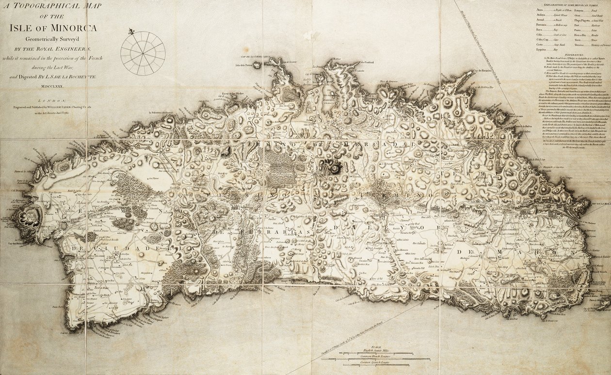 Mapa de Menorca de L. S. de la Rochette