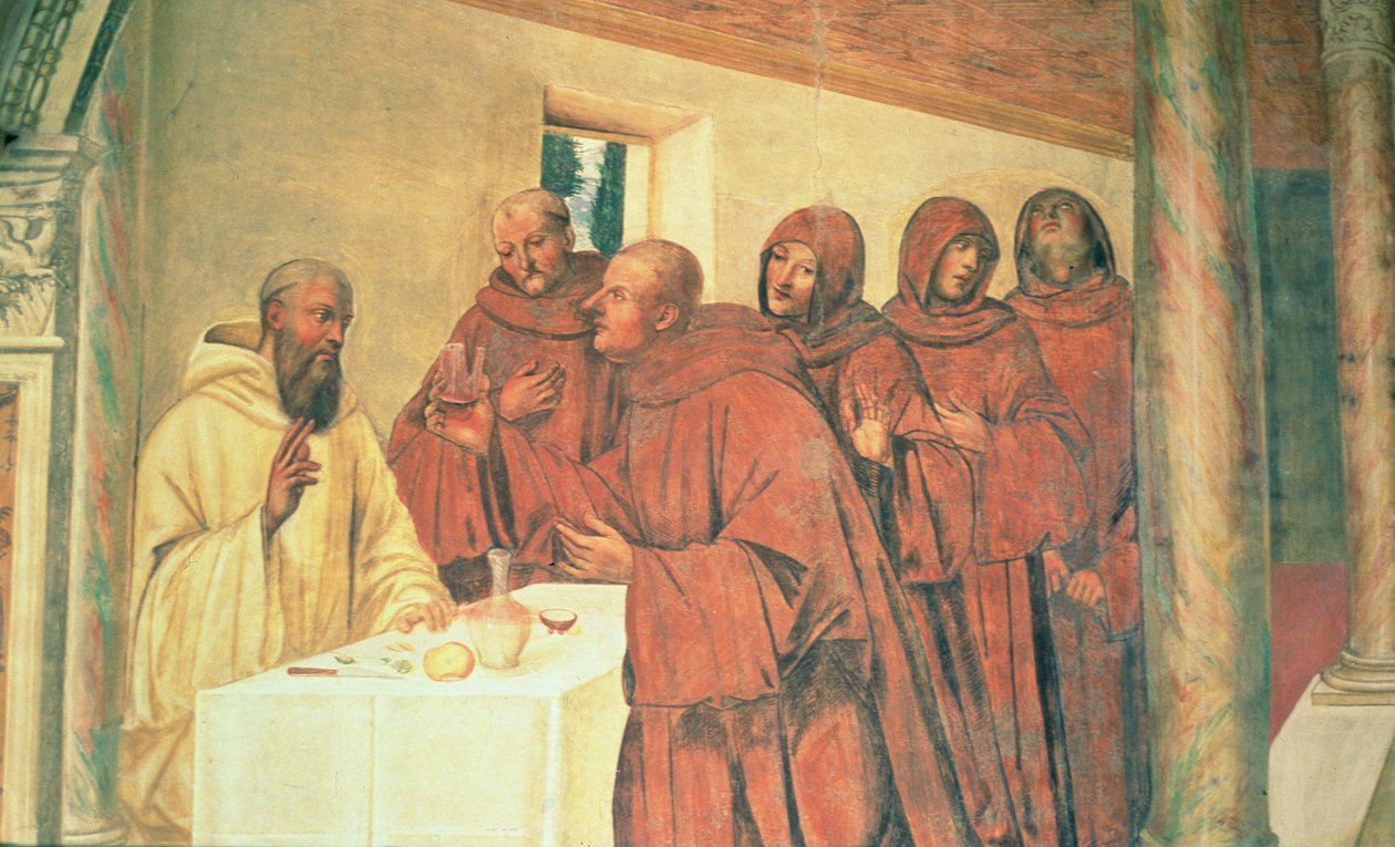 Tomando la comunión, de la vida de San Benito de L. Signorelli