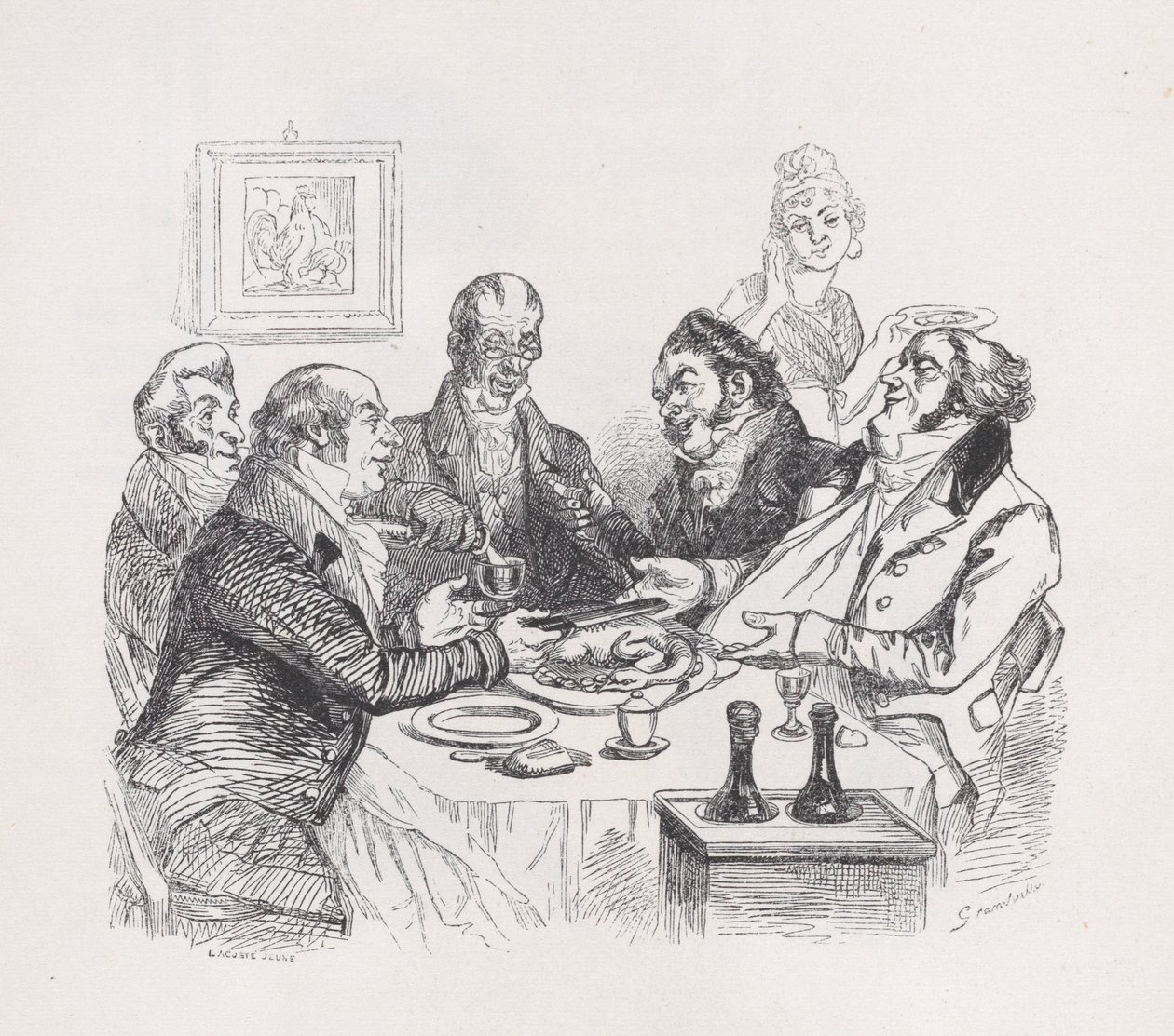 Elogio del pollo de Las obras completas de Béranger, 1836 de Lacoste