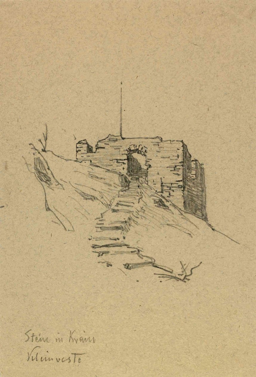 Ruinas del viejo castillo en Kamnik de Ladislav Benesch