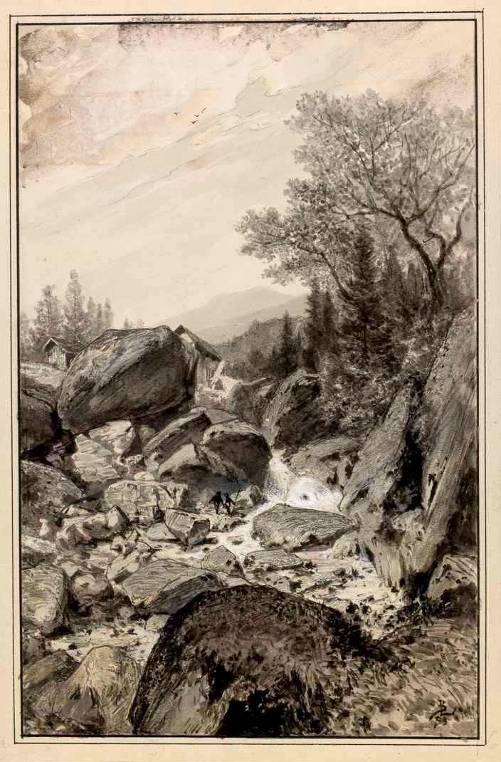 Corriente rocosa del Save en Jesenice de Ladislav Benesch