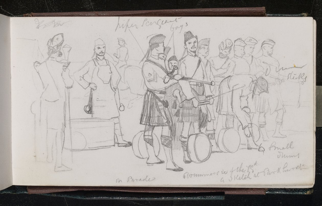 En desfile. Tamborileros del 79. Un boceto en Parkhurst de Lady  Butler