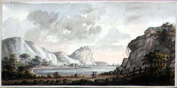 Paisaje con dos figuras mirando una bahía, c.1825 de Lady Egerton