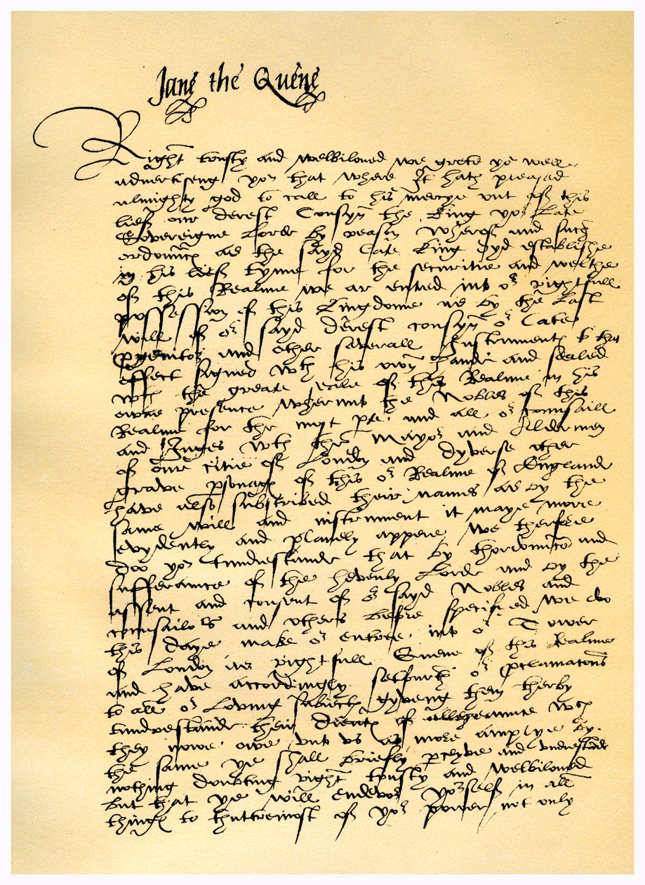 Carta de Lady Jane Grey a William Parr, 10 de julio de 1553 de Lady Jane Grey