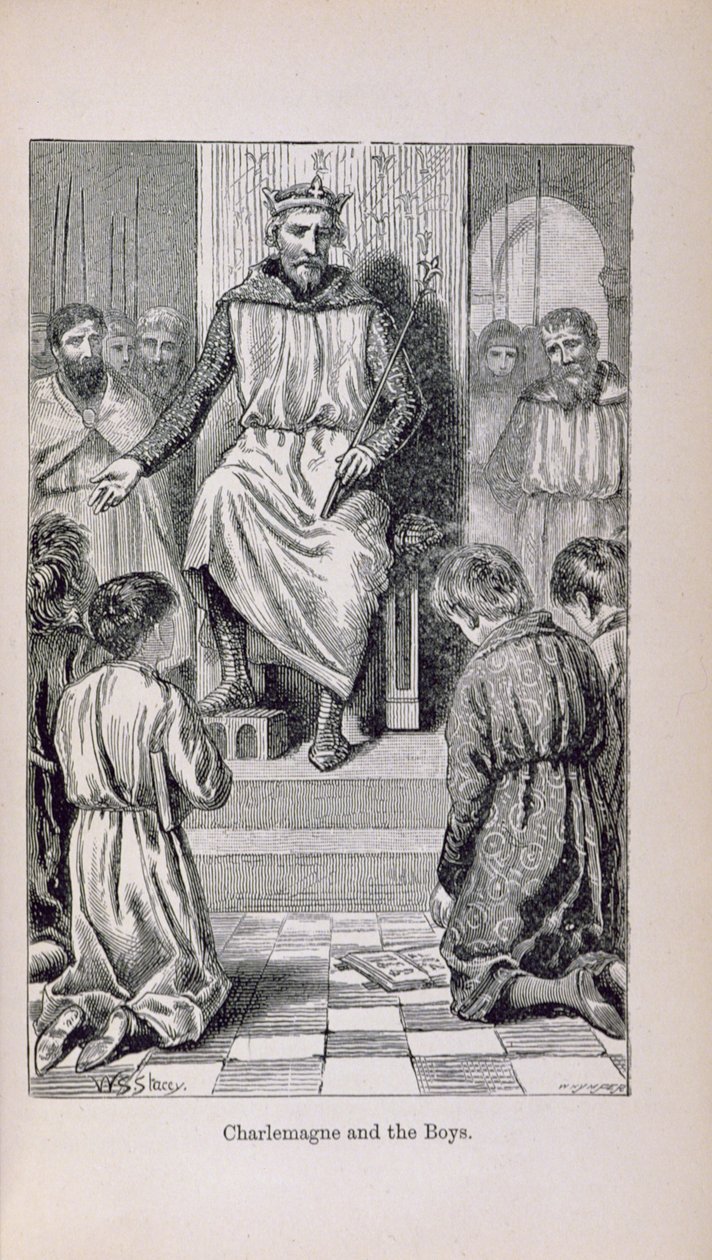 Carlomagno (742-814) y los Niños, ilustración de 
