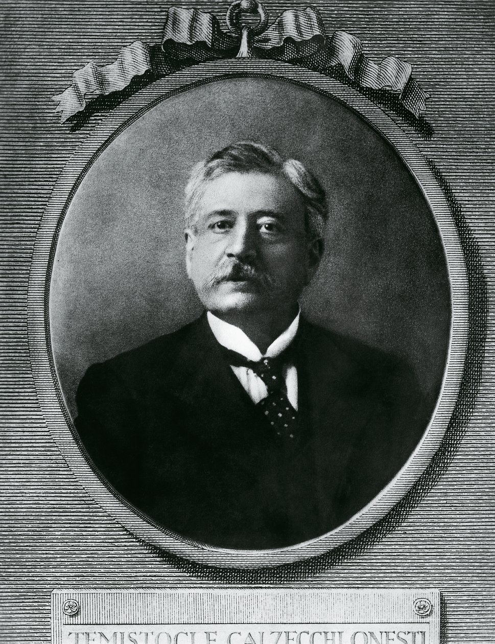 Retrato de Temistocle Calzecchi Onesti, físico e inventor italiano, grabado después de una fotografía de Amadeo (after) Modigliani