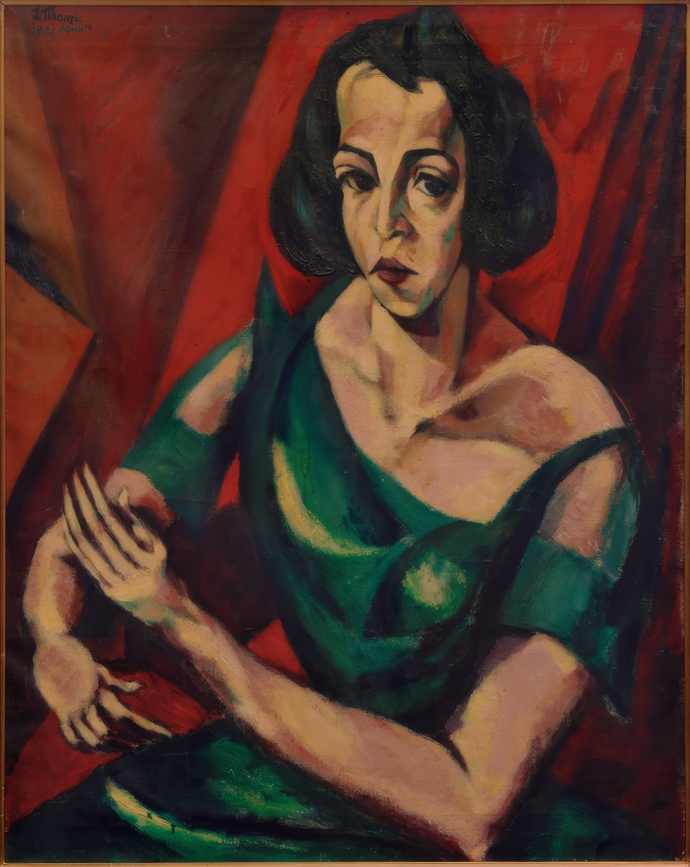 Retrato femenino (Mujer con vestido verde) de Lajos Tihanyi