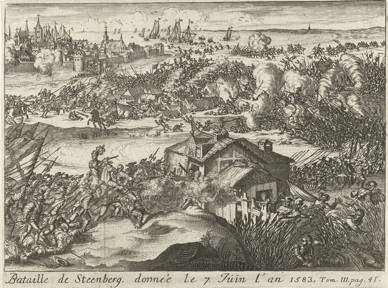 Batalla de Steenberg, dada el 7 de junio de 1583 (título sobre el objeto) de Lamberecht Causé