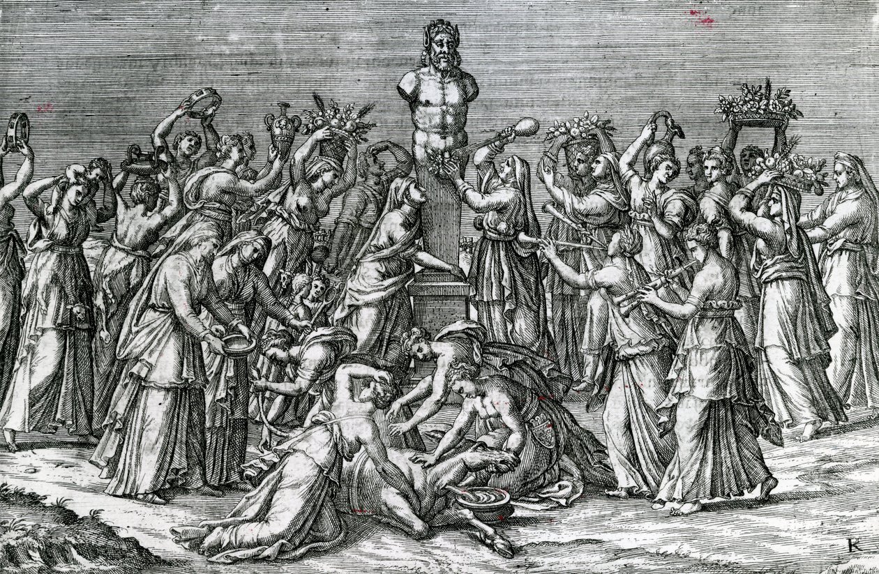 Ocho Mujeres Sacrificando a Príapo, Siglo XVI de Lambert Lombard