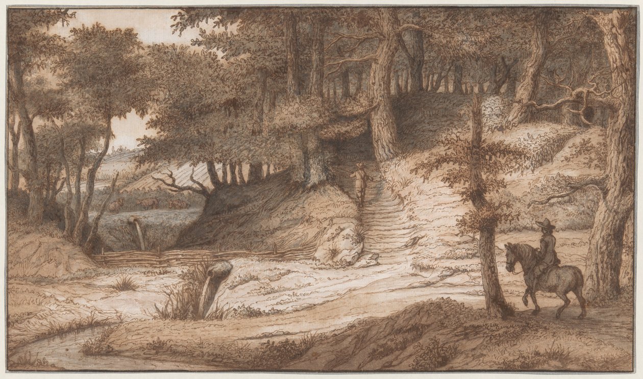 Jinete y Cazador en los Bosques de Doorwerth, Cerca de Arnhem de Lambert Doomer