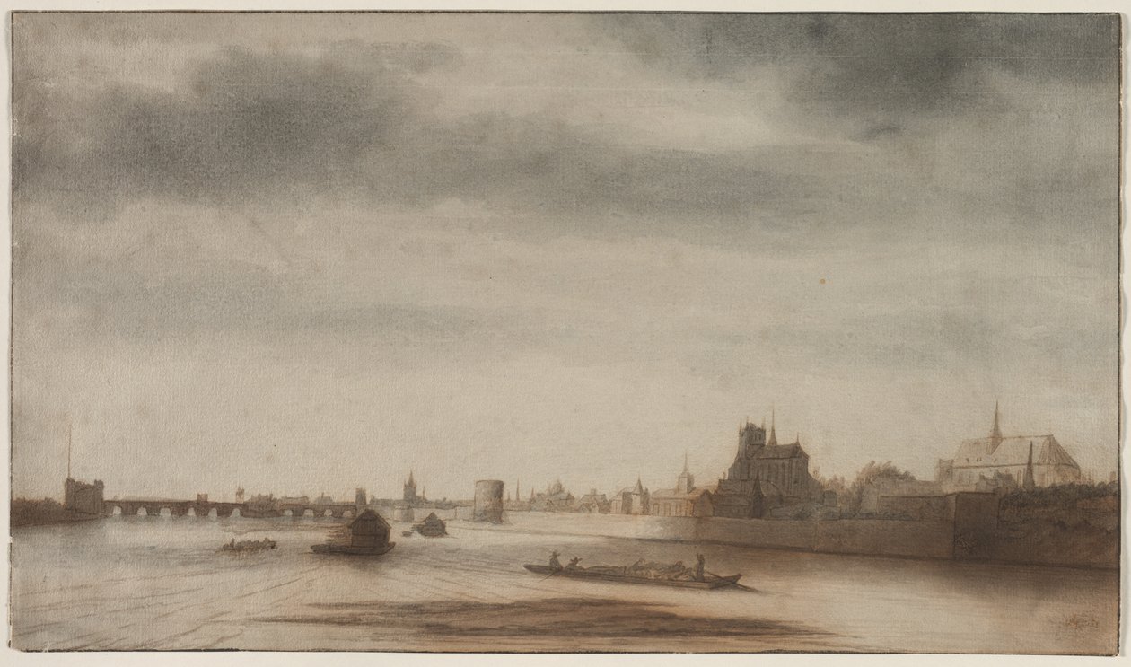Vista de Orleans desde el Loira, c. 1670 de Lambert Doomer