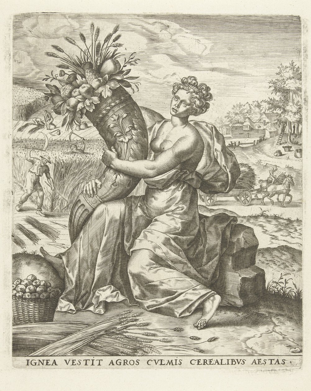 Verano: Ceres con una cornucopia Las cuatro estaciones (título de la serie) de Lambert Lombard