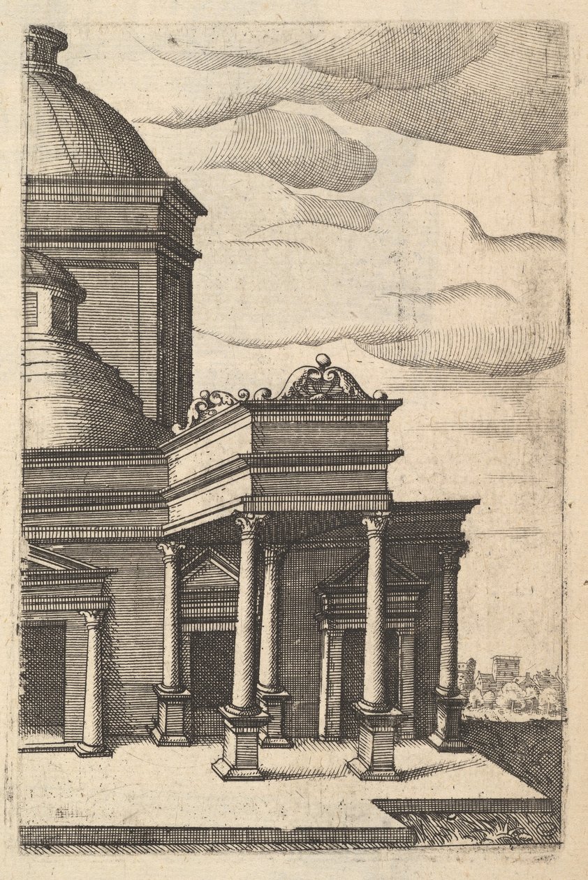 Vista parcial de un edificio [Templum Veneris] de la serie 