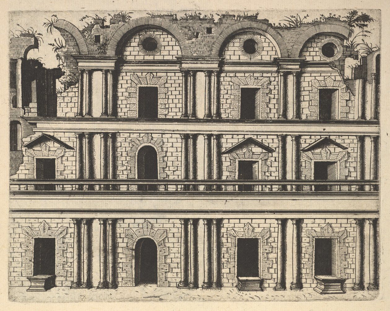 Ruina de una fachada de palacio [Palatium M. Agrippa] de la serie 