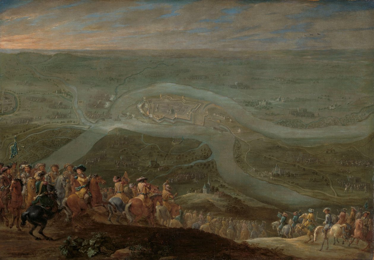 El rey Luis XIV y su séquito en el sitio de Schenkenschans, 1672 de Lambert de Hondt (II)