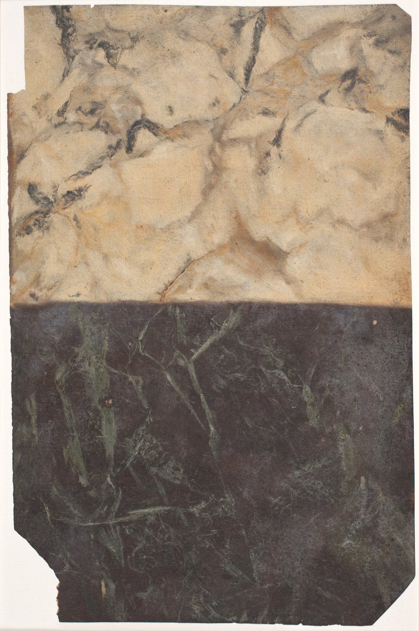 Boceto de dos tipos diferentes de marmoleado, uno negro-azul y otro dorado-blanco de Lambert van Haven