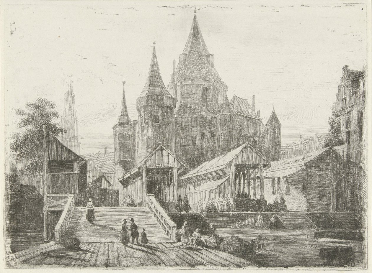 Vista del Nieuwmarkt de Ámsterdam de Lambertus  Hardenberg