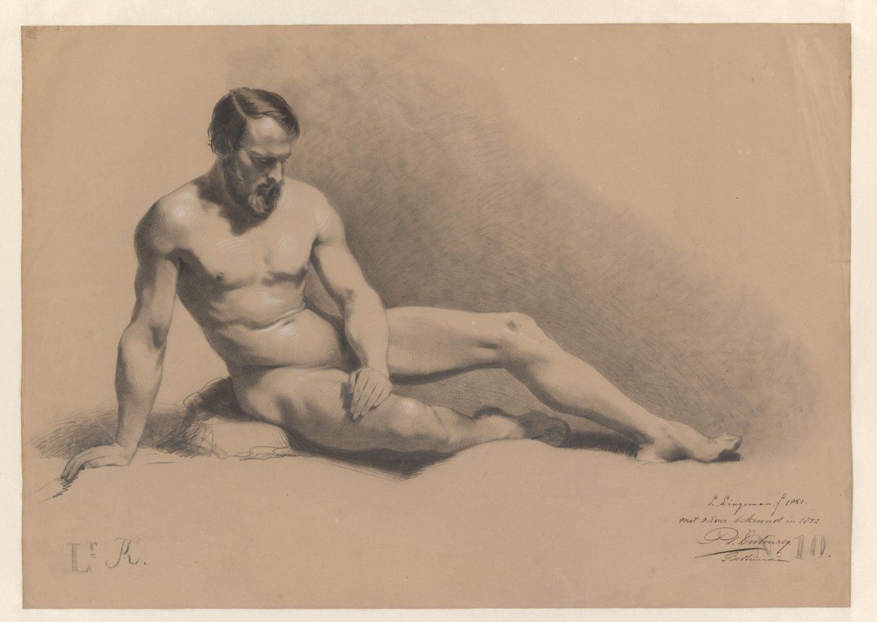 Desnudo masculino sentado de Lambertus Lingeman