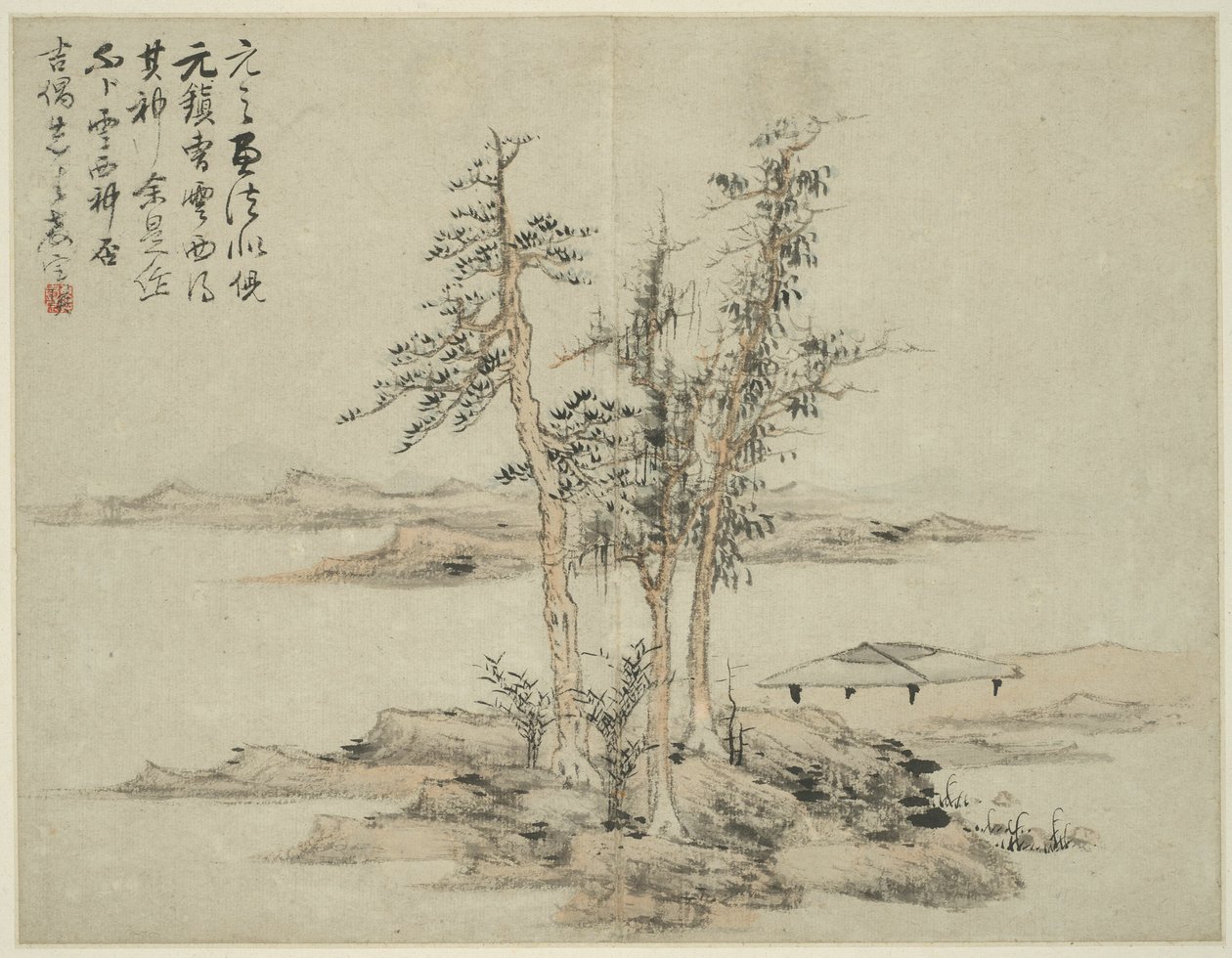 Paisaje al estilo de los antiguos maestros: después de Ni Zan (1301-1374), Cao Zhibo (1272-1355) de Lan Ying