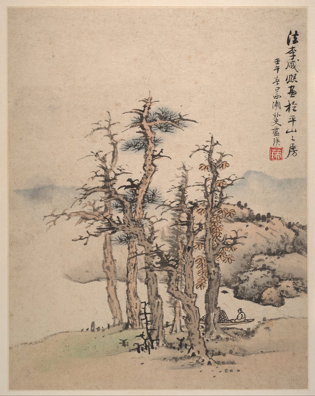 Paisajes después de maestros Song y Yuan, 1642 de Lan Ying