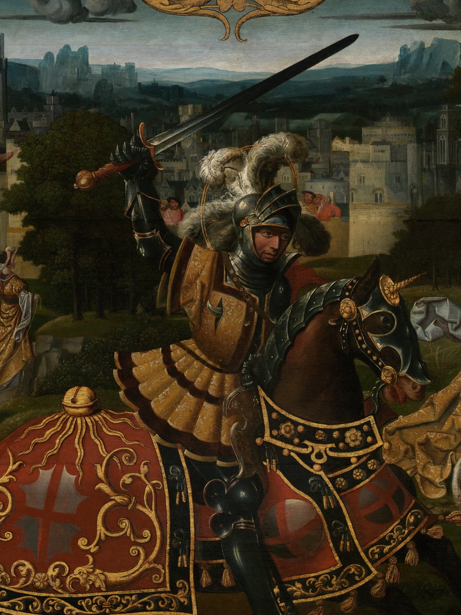 Detalle de la Leyenda de San Jorge (óleo sobre tabla) de Lancelot (school of) Blondeel