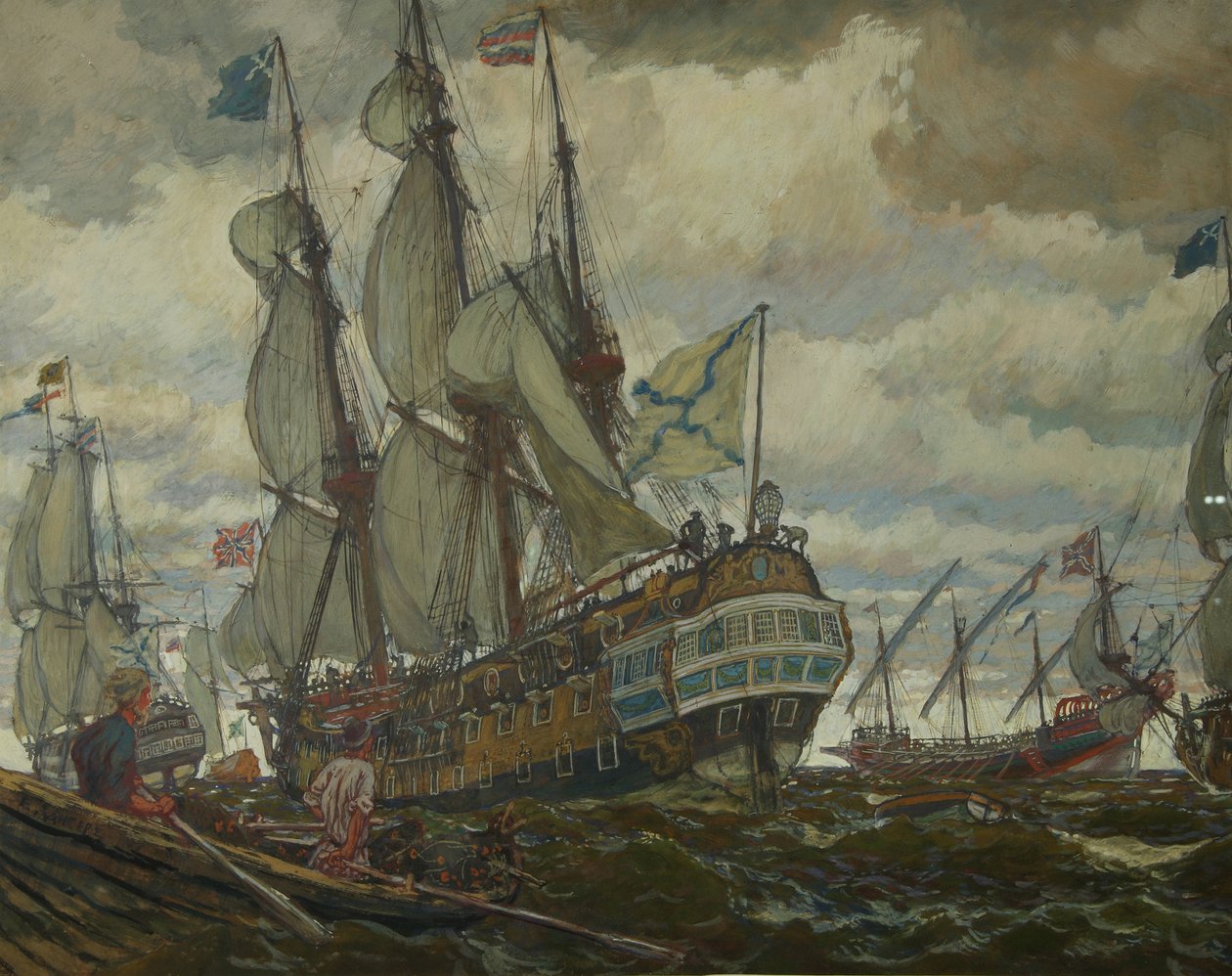 La flota de Pedro I, 1909 de Lanceray
